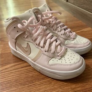 Nike Women's Light Pink and Cream Dunk High Up